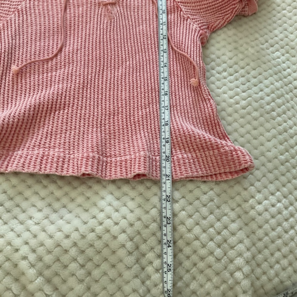 Free‎ People FP One Hayden Pink Puff Sleeve Lace Up Thermal Top - Size XS - Picture 10 of 10